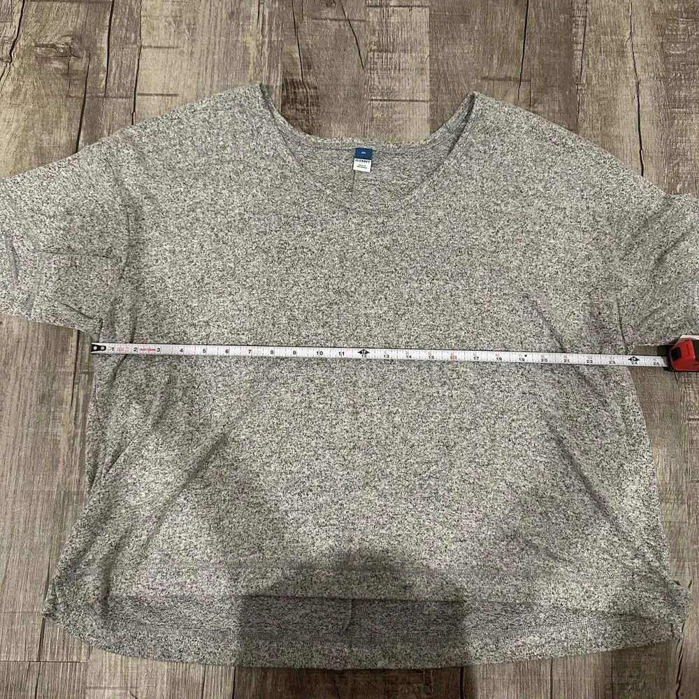 Old Navy Womens Plus Size 2X Short Sleeve Plush‎ Crop Top Grey Heather - Picture 2 of 7